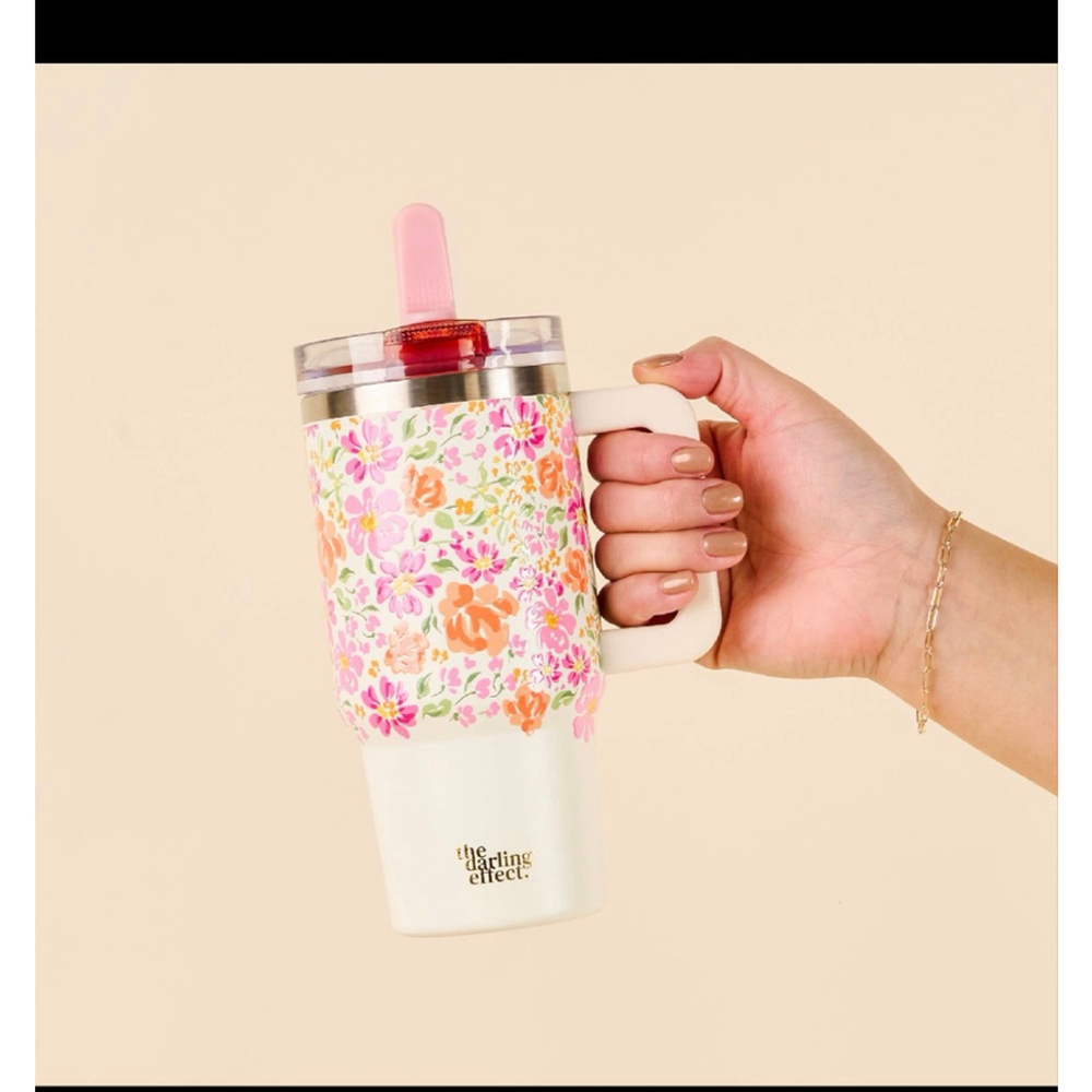 Pink Floral 20 oz Lifestyle Flip Straw Tumbler-Secret Garden Pink
